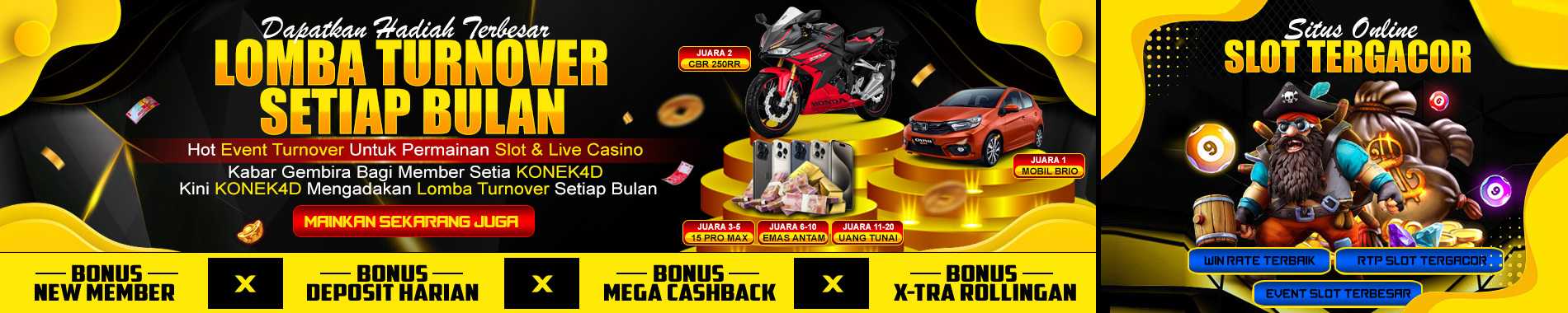 LOMBA TURNOVER SETIAP BULAN KONEK4D DIJAMIN CUAN MIN DEPO 10K